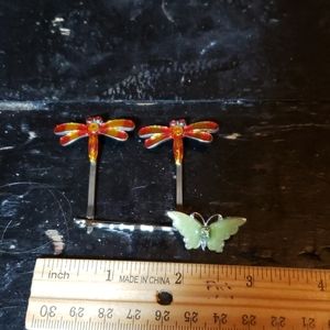Set 3 Vintage butterfly Bobby pins